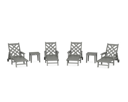 Country Living Wovendale 6-Piece Chaise Set with Arms and Wheels in Slate Grey