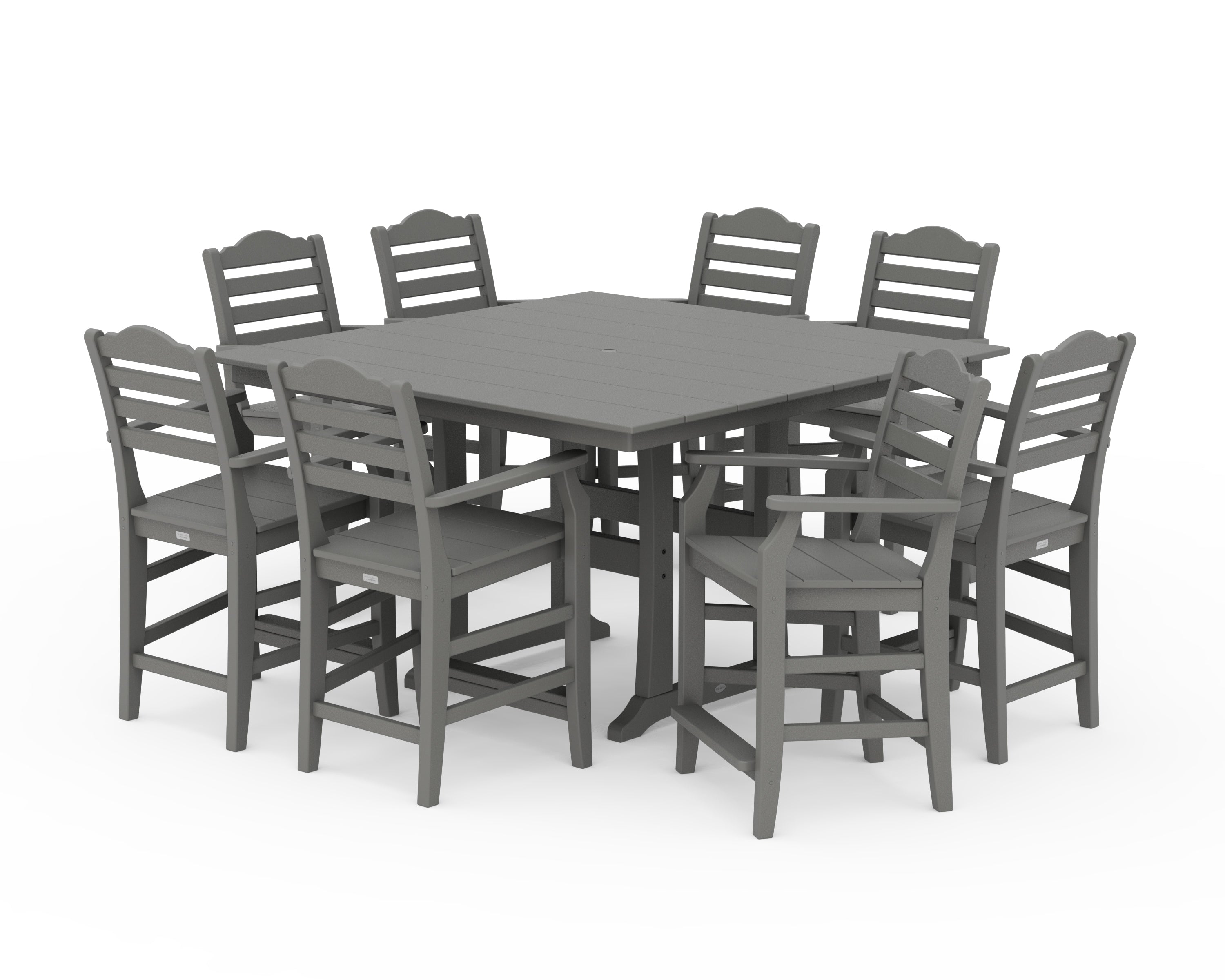 Draper James™ by  POLYWOOD® Savannah 9-Piece Square Farmhouse Counter Set with Trestle Legs in Slate Grey