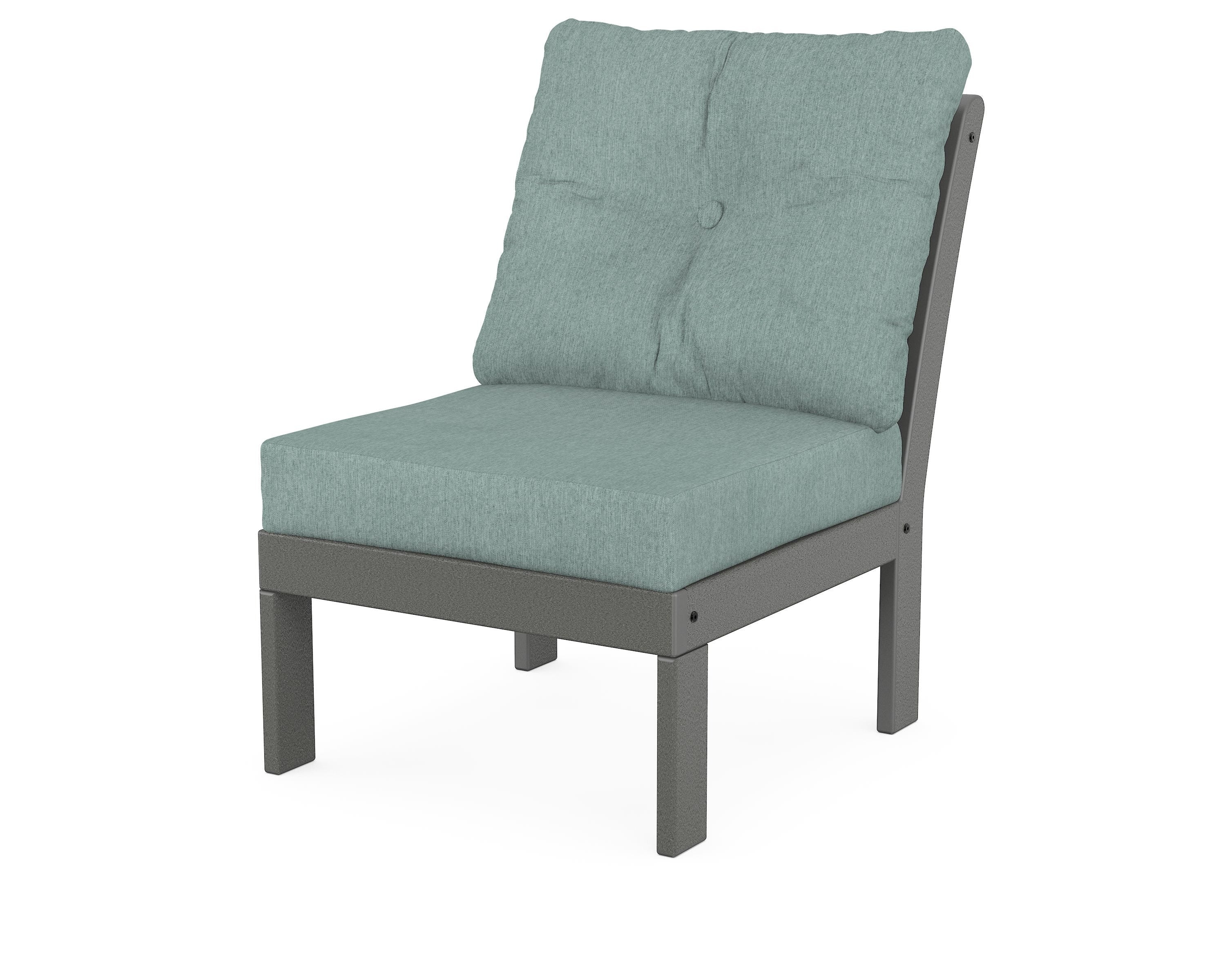 POLYWOOD® Vineyard Modular Armless Chair in Slate Grey / Glacier Spa