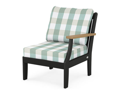 POLYWOOD® Braxton Modular Right Arm Chair in Black / Natural / Buffalo Plaid Glacier Spa