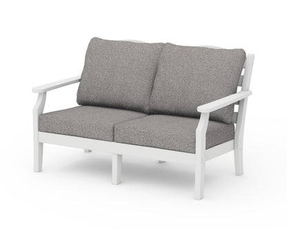 Draper James™ by  POLYWOOD® Savannah Deep Seating Loveseat in White / Grey Mist