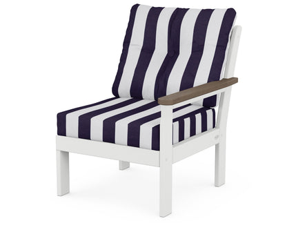 POLYWOOD® Vineyard Modular Right Arm Chair in White / Kona / Cabana Stripe Navy