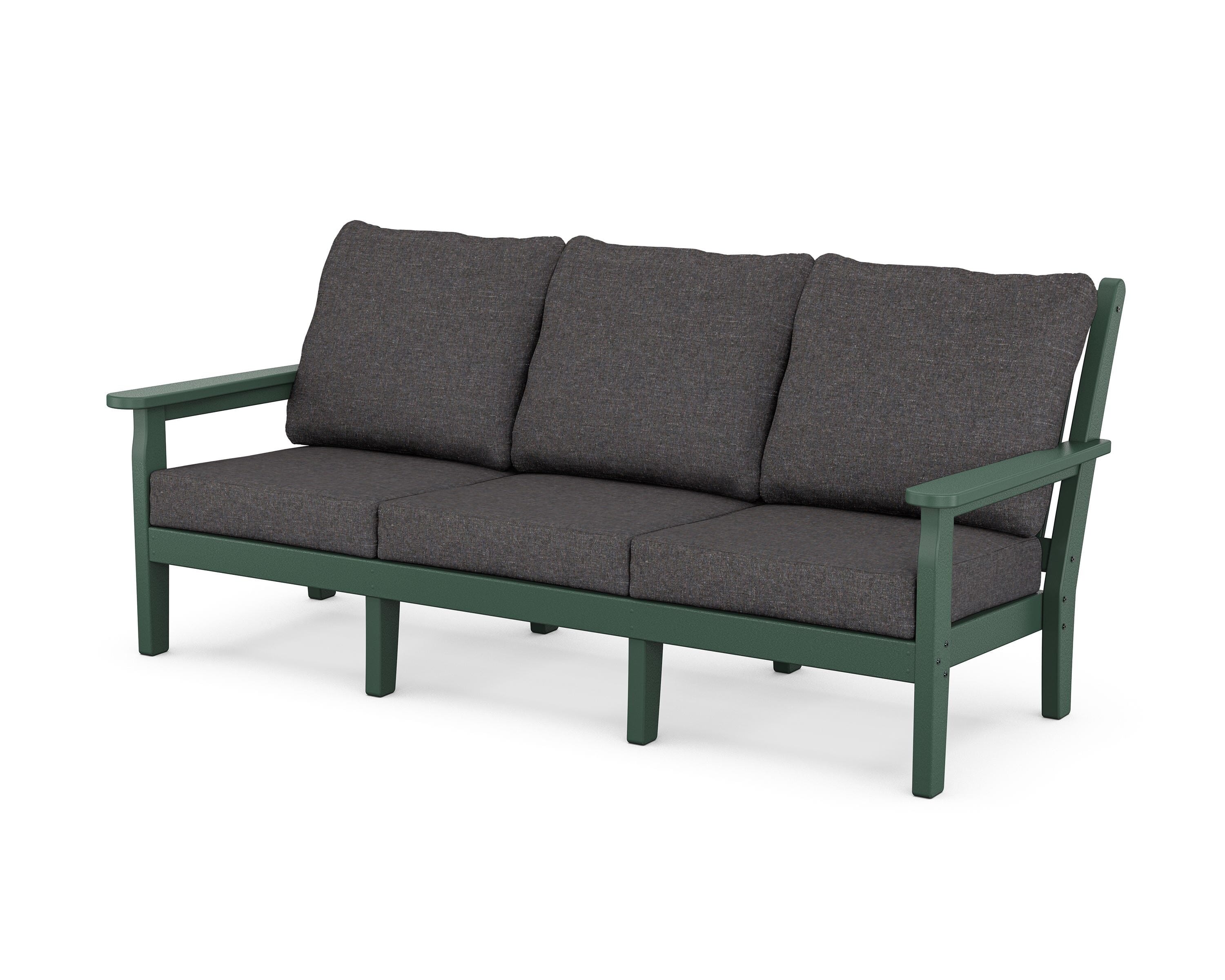 POLYWOOD® Chippendale Deep Seating Sofa in Green / Ash Charcoal