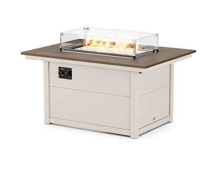 POLYWOOD® Rectangle 34" X 46" Fire Pit Table in Sand / Kona