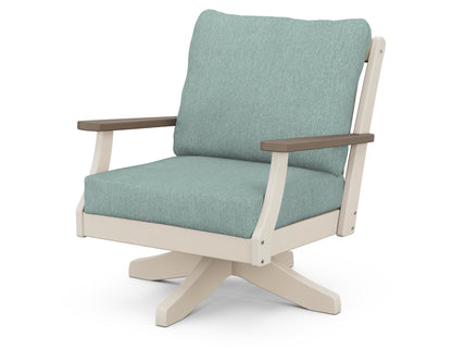 POLYWOOD® Braxton Deep Seating Swivel Chair in Sand / Kona / Glacier Spa