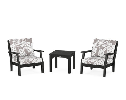 Martha Stewart by POLYWOOD® Chinoiserie 3-Piece Deep Seating Set in Black / Leaf Grey Mist