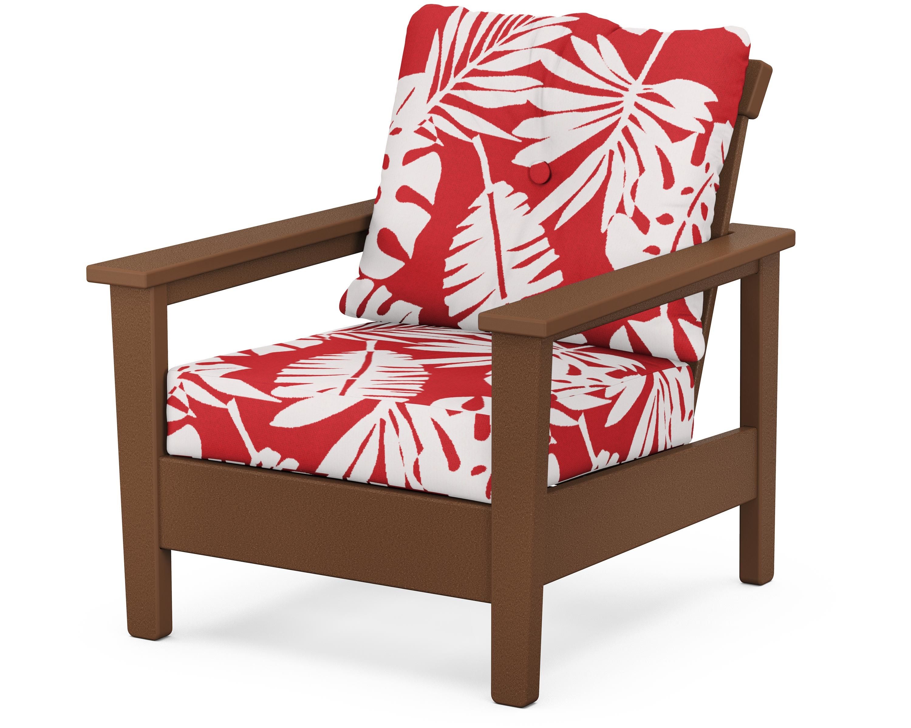 POLYWOOD® Prescott Deep Seating Chair in Teak / Leaf Crimson