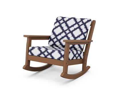 POLYWOOD® Chippendale Deep Seating Rocking Chair in Teak / Trellis Navy