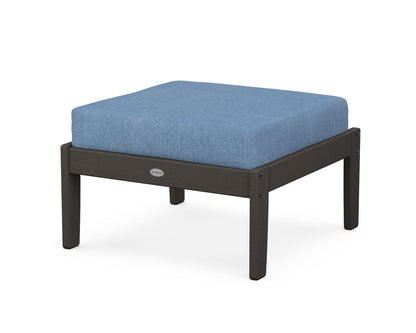 POLYWOOD® Braxton Deep Seating Ottoman in Vintage Coffee / Sky Blue