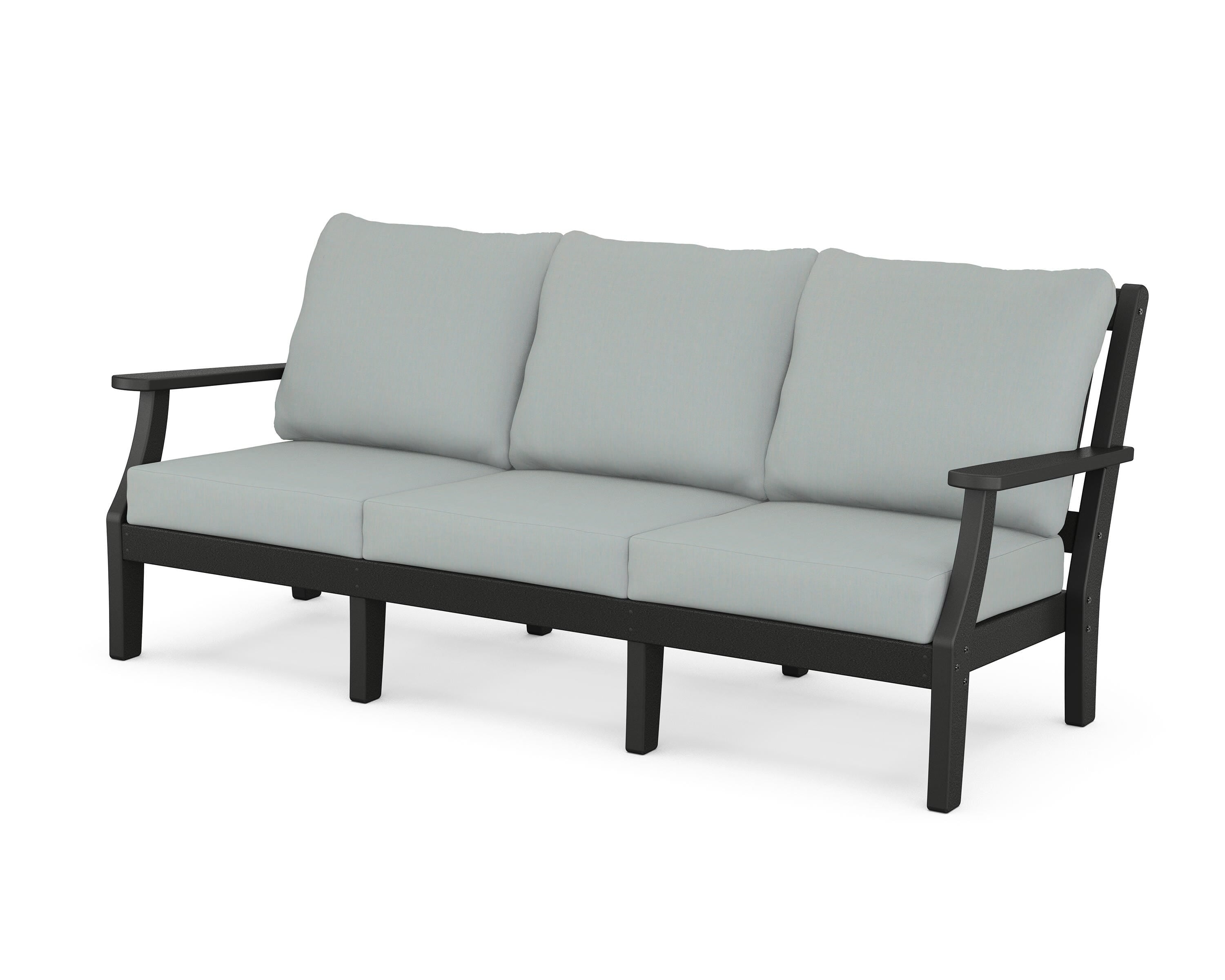 Martha Stewart by POLYWOOD® Chinoiserie Deep Seating Sofa in Black / Spa