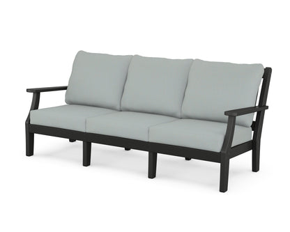 Martha Stewart by POLYWOOD® Chinoiserie Deep Seating Sofa in Black / Spa