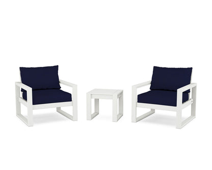 POLYWOOD® EDGE Sectional 3-Piece Deep Seating Set in Vintage White / Navy