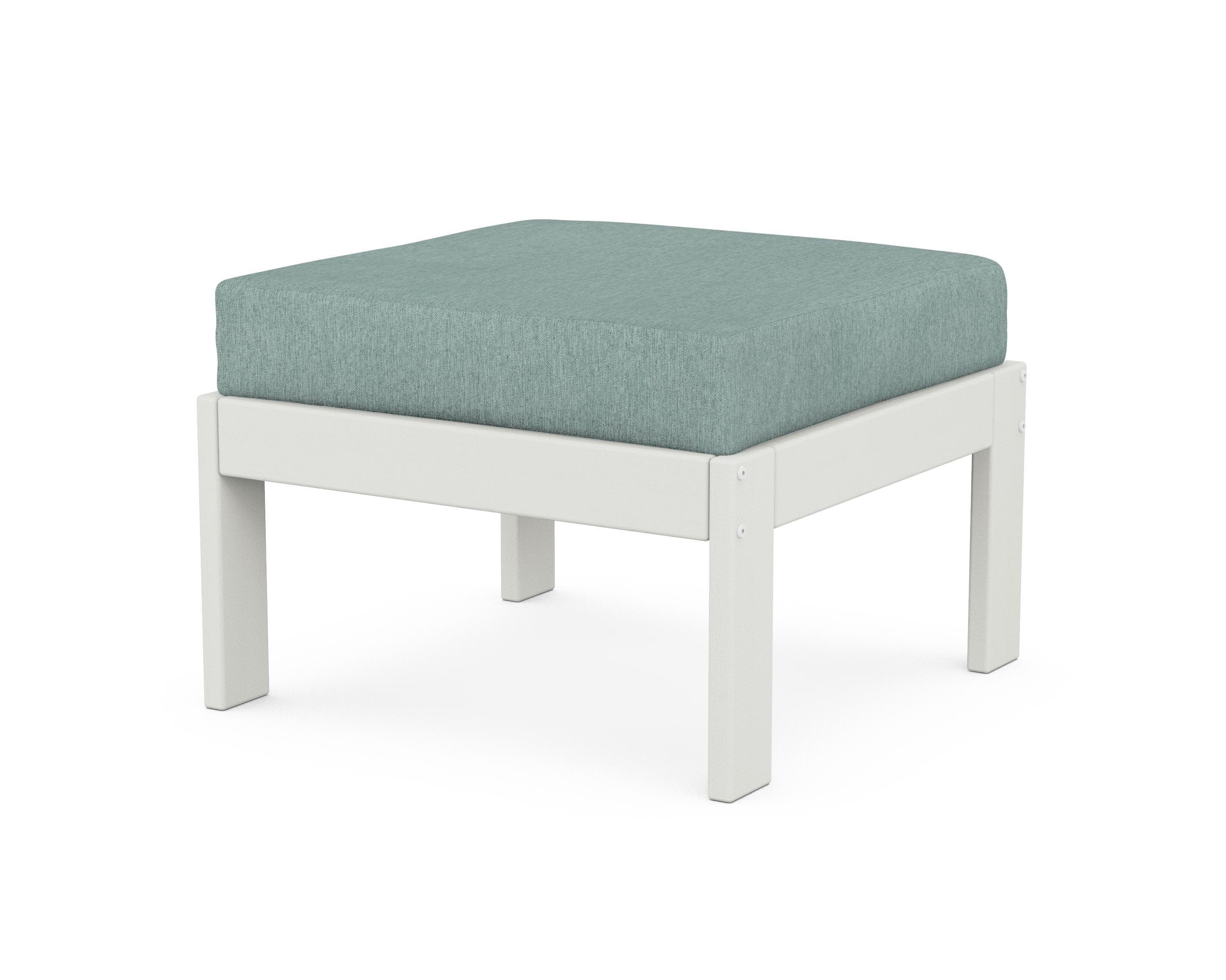 POLYWOOD® Vineyard Modular Ottoman in Vintage White / Glacier Spa