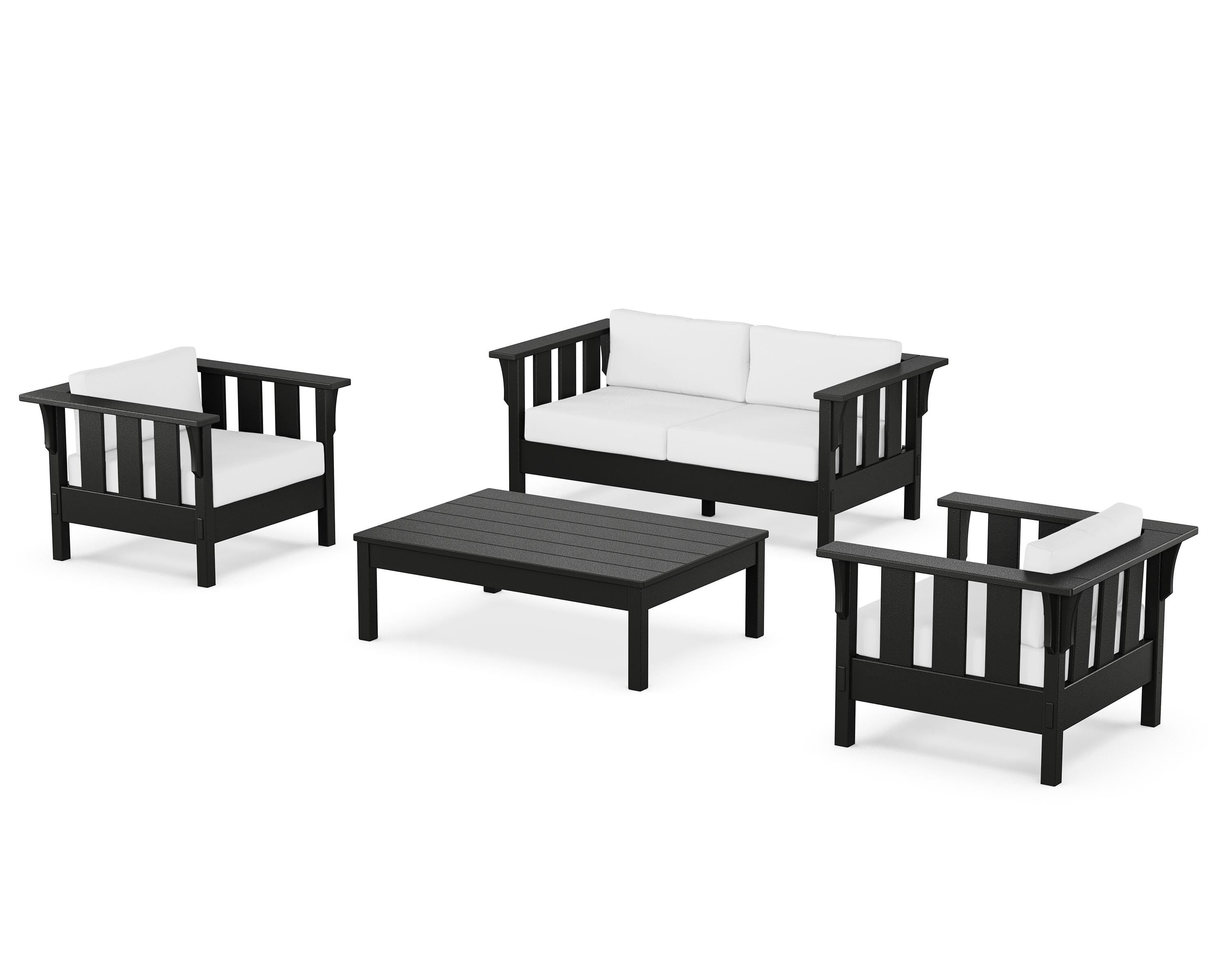 Martha Stewart by POLYWOOD® Acadia 4-Piece Deep Seating Set with Loveseat in Black / Natural