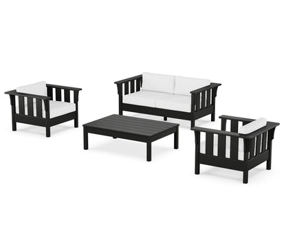 Martha Stewart by POLYWOOD® Acadia 4-Piece Deep Seating Set with Loveseat in Black / Natural