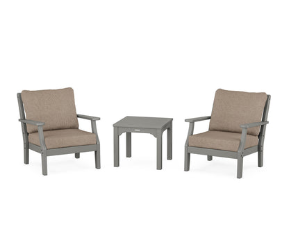 Martha Stewart by POLYWOOD® Chinoiserie 3-Piece Deep Seating Set in Slate Grey / Spiced Burlap