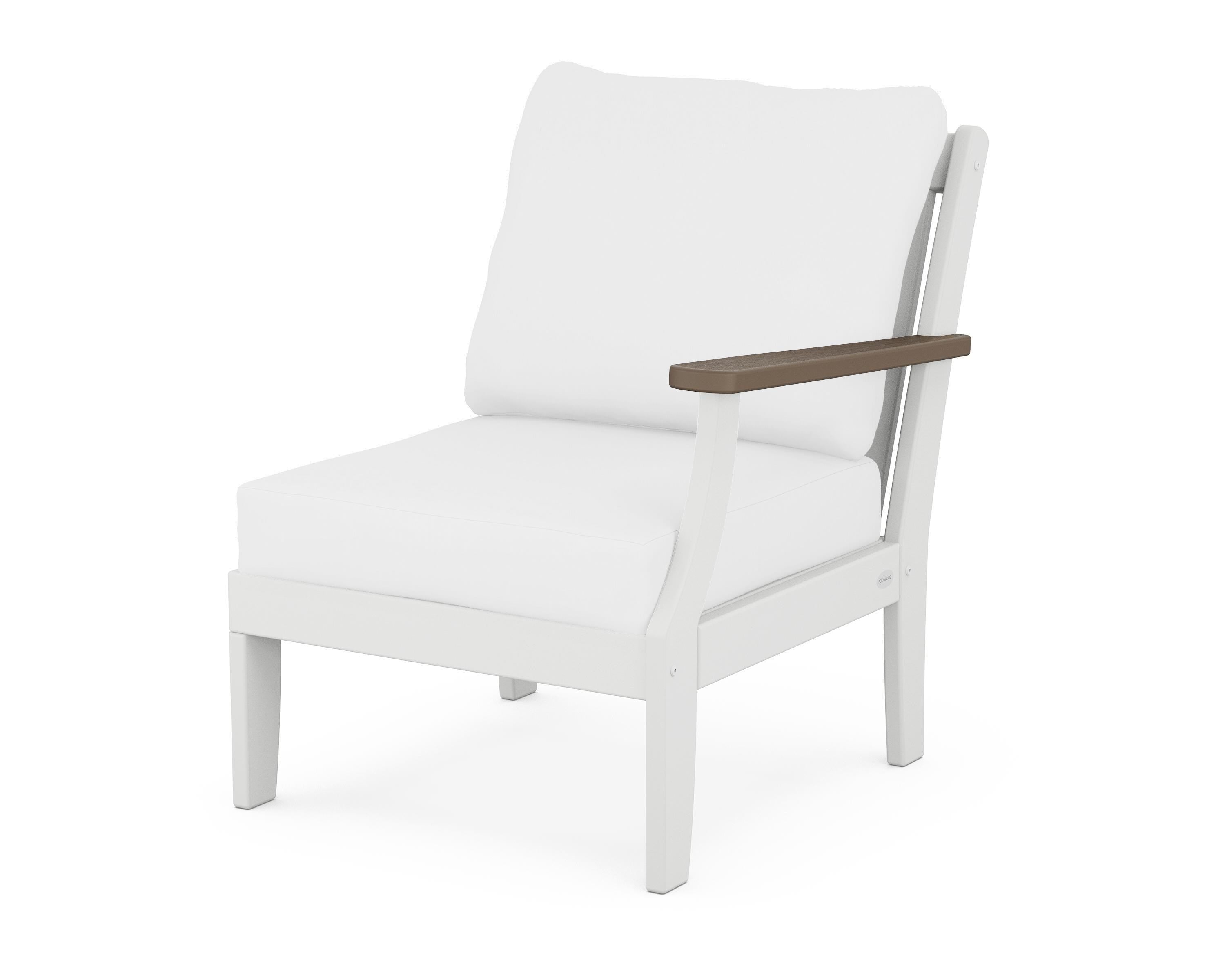 POLYWOOD® Braxton Modular Right Arm Chair in White / Kona / Natural