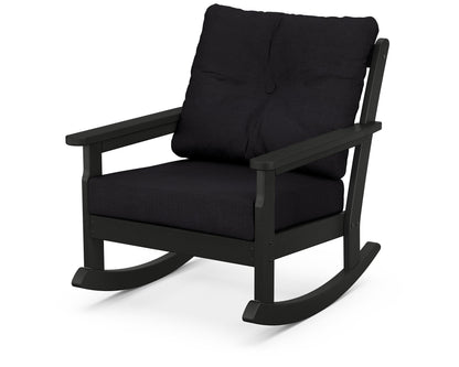 POLYWOOD® Vineyard Deep Seating Rocking Chair in Black / Midnight Linen
