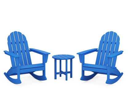 POLYWOOD® Vineyard 3-Piece Adirondack Rocking Chair Set in Pacific Blue