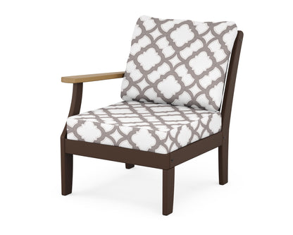 POLYWOOD® Braxton Modular Left Arm Chair in Mahogany / Natural / Trellis Grey Mist