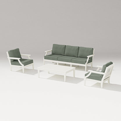 PW Designer Series Estate 4-Piece Lounge Sofa Set in Vintage White / Cast Sage