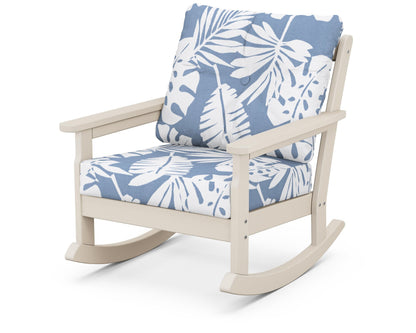 POLYWOOD® Vineyard Deep Seating Rocking Chair in Sand / Leaf Sky Blue