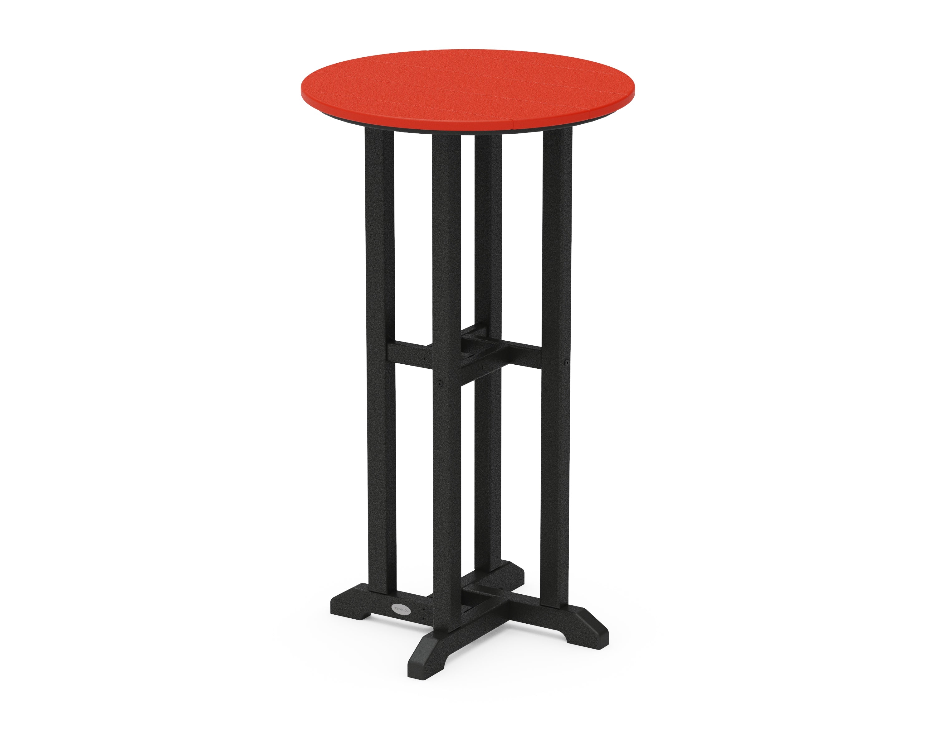 POLYWOOD® Contempo 24" Round Bar Table in Black / Sunset Red