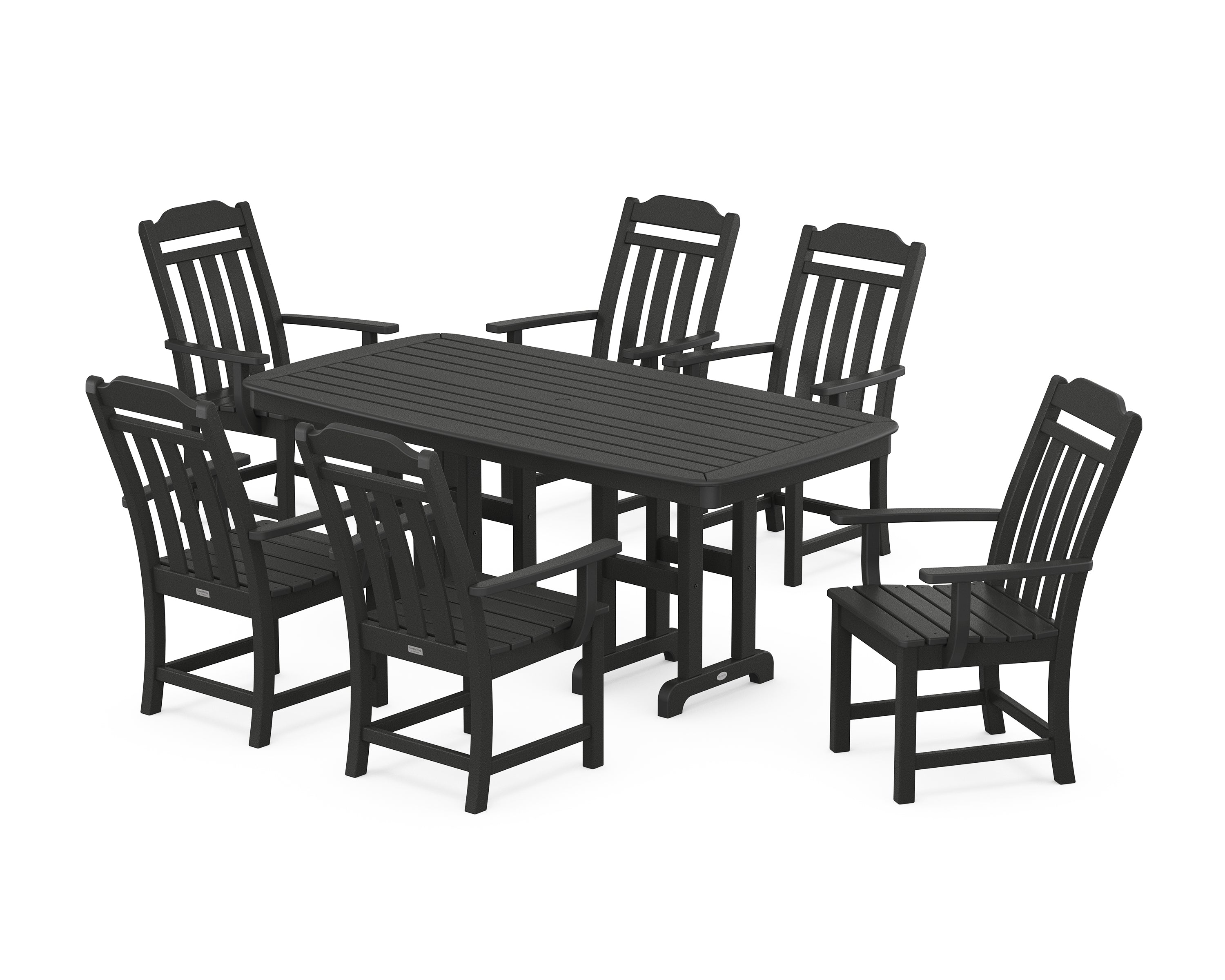 Country Living Cottage Arm Chair 7-Piece Dining Set in Black