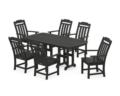 Country Living Cottage Arm Chair 7-Piece Dining Set in Black