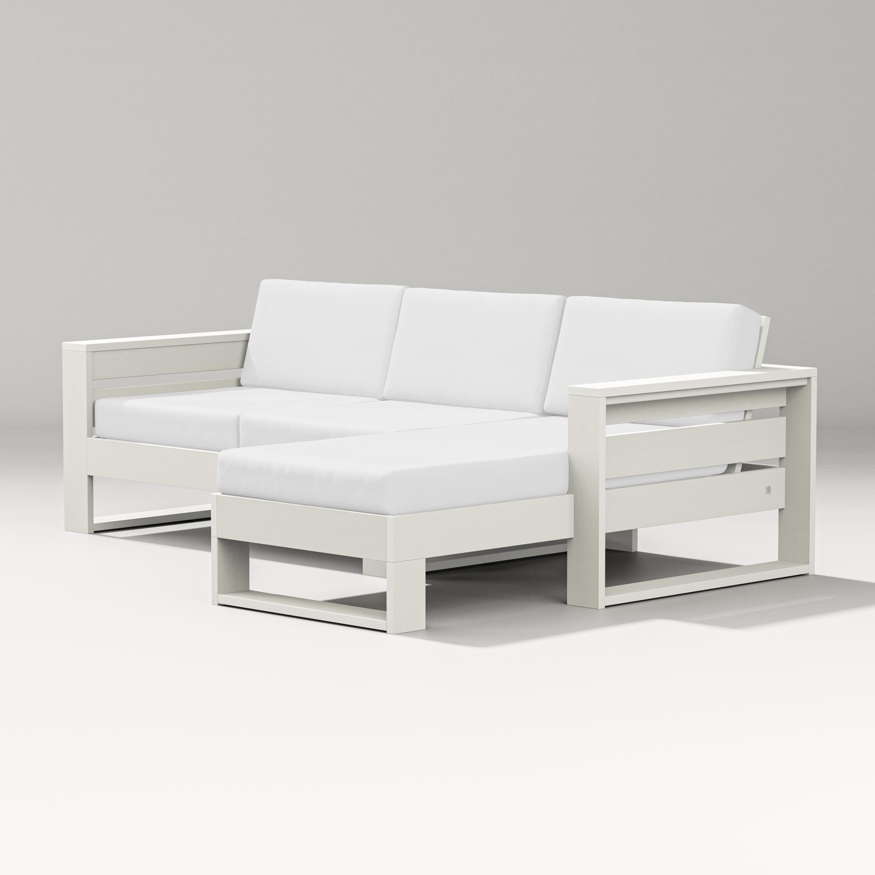 PW Designer Series Latitude Right Chaise Sectional in Vintage White / Natural
