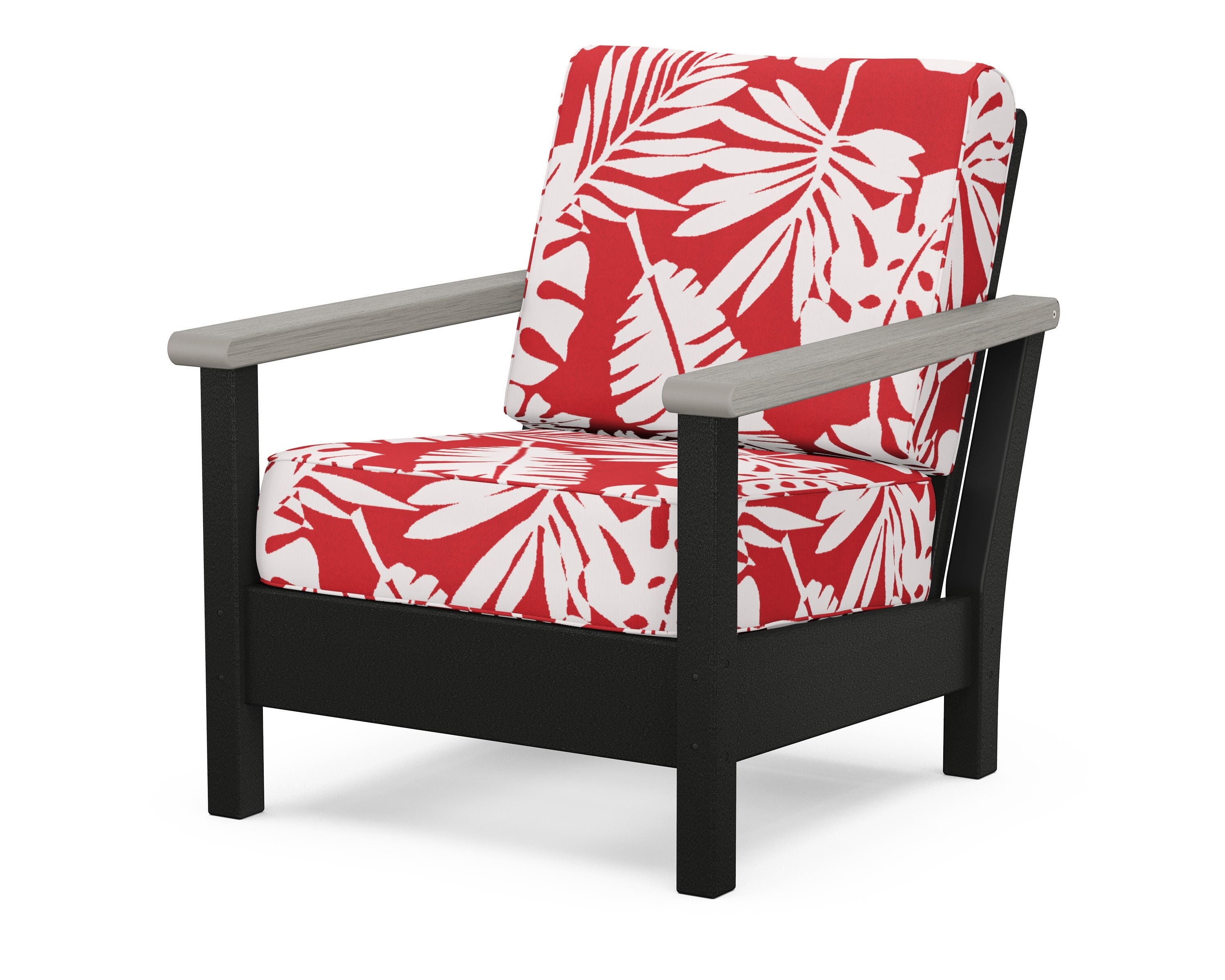 POLYWOOD® Harbour Deep Seating Chair in Black / Driftwood / Leaf Crimson