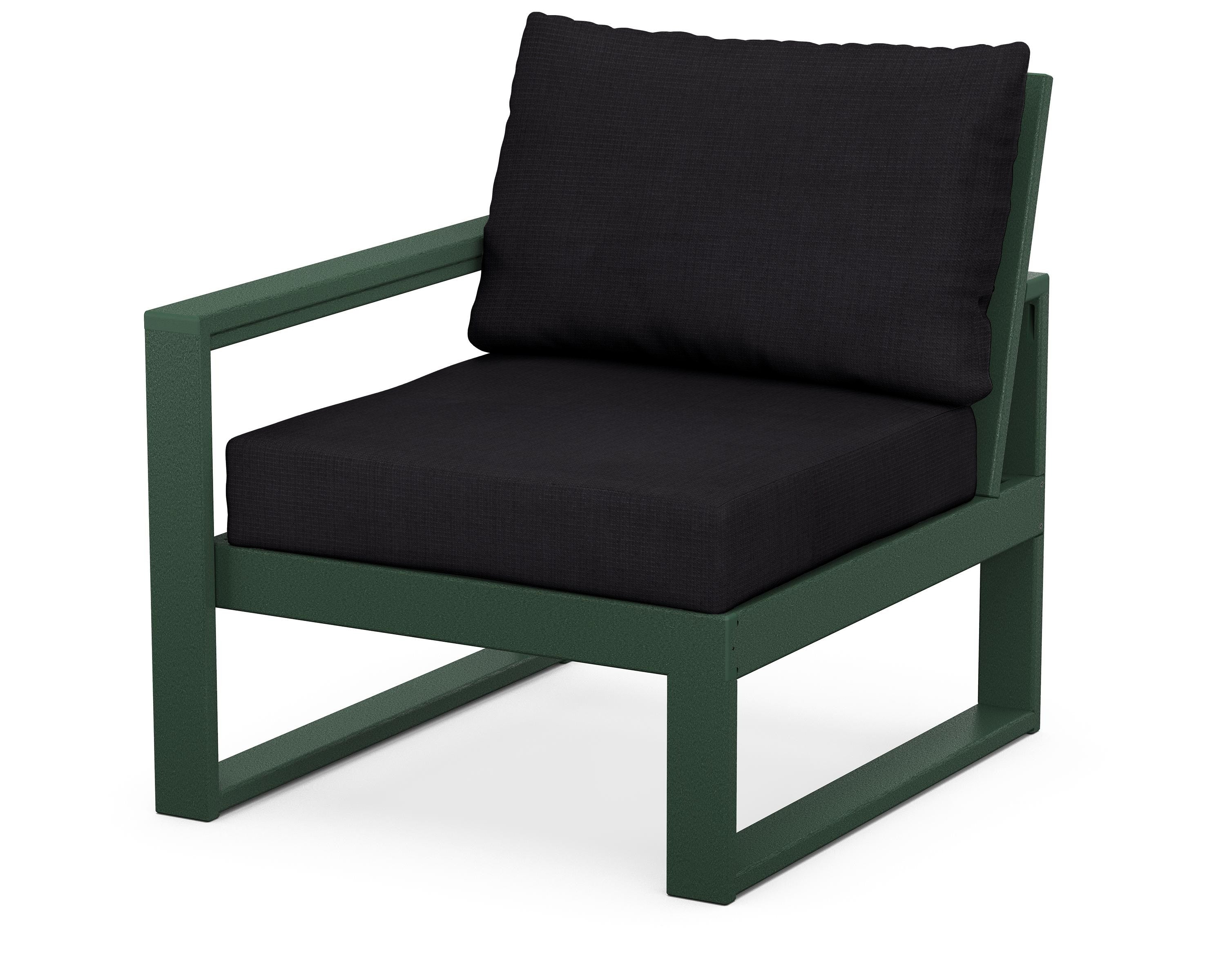 POLYWOOD® EDGE Modular Left Arm Chair in Green / Midnight Linen
