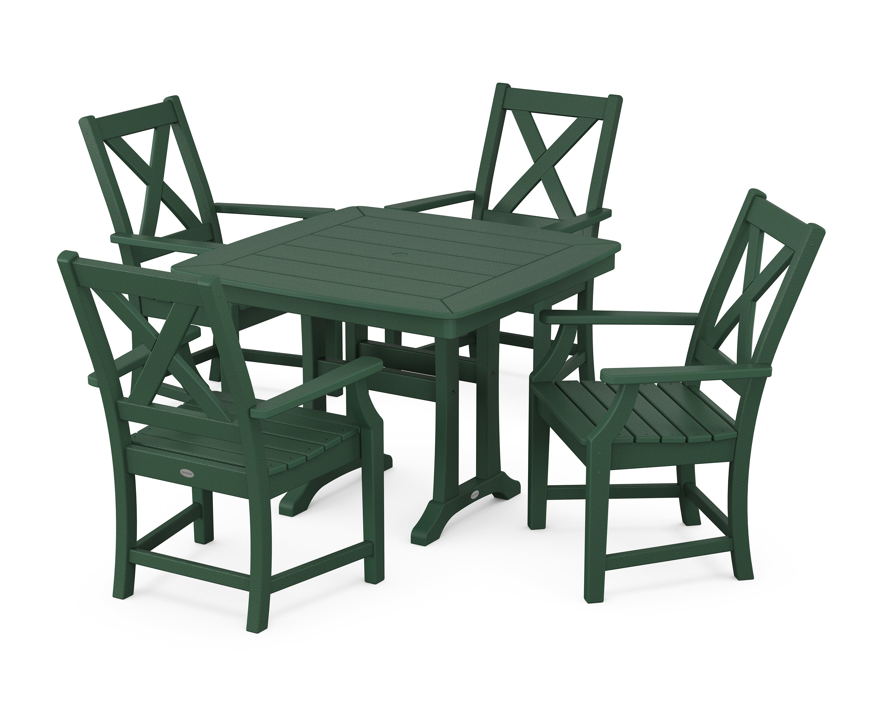 POLYWOOD® Braxton 5-Piece Dining Set with Trestle Legs in Green