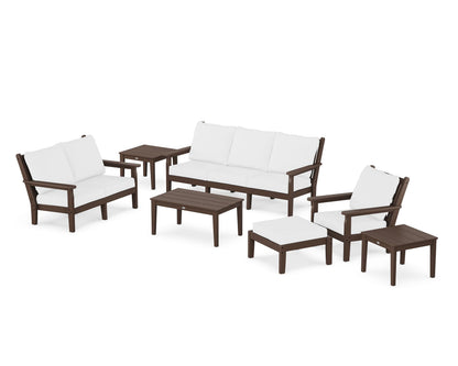 POLYWOOD® Chippendale 7-Piece Deep Seating Set in Mahogany / Natural