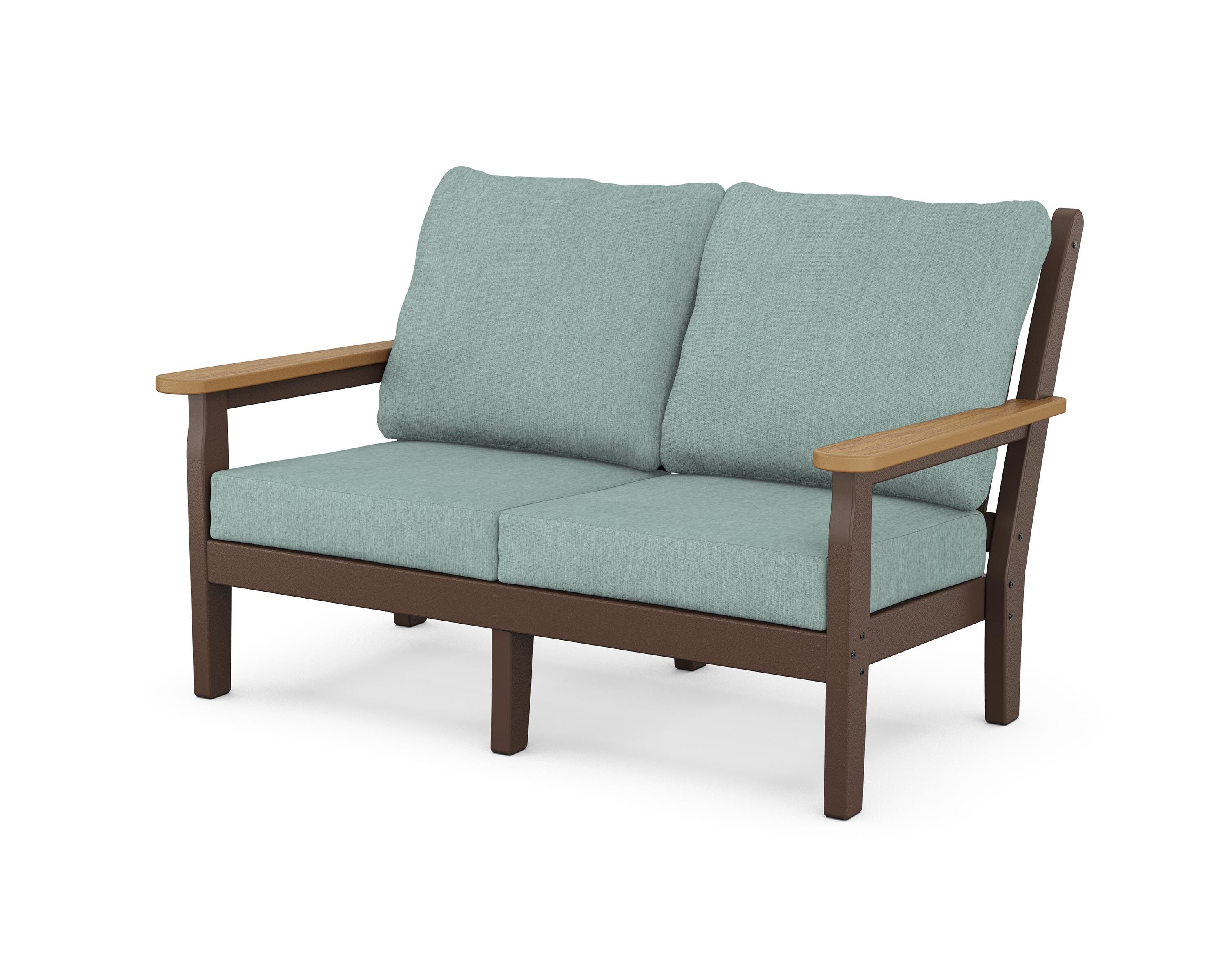 POLYWOOD® Chippendale Deep Seating Loveseat in Mahogany / Natural / Glacier Spa