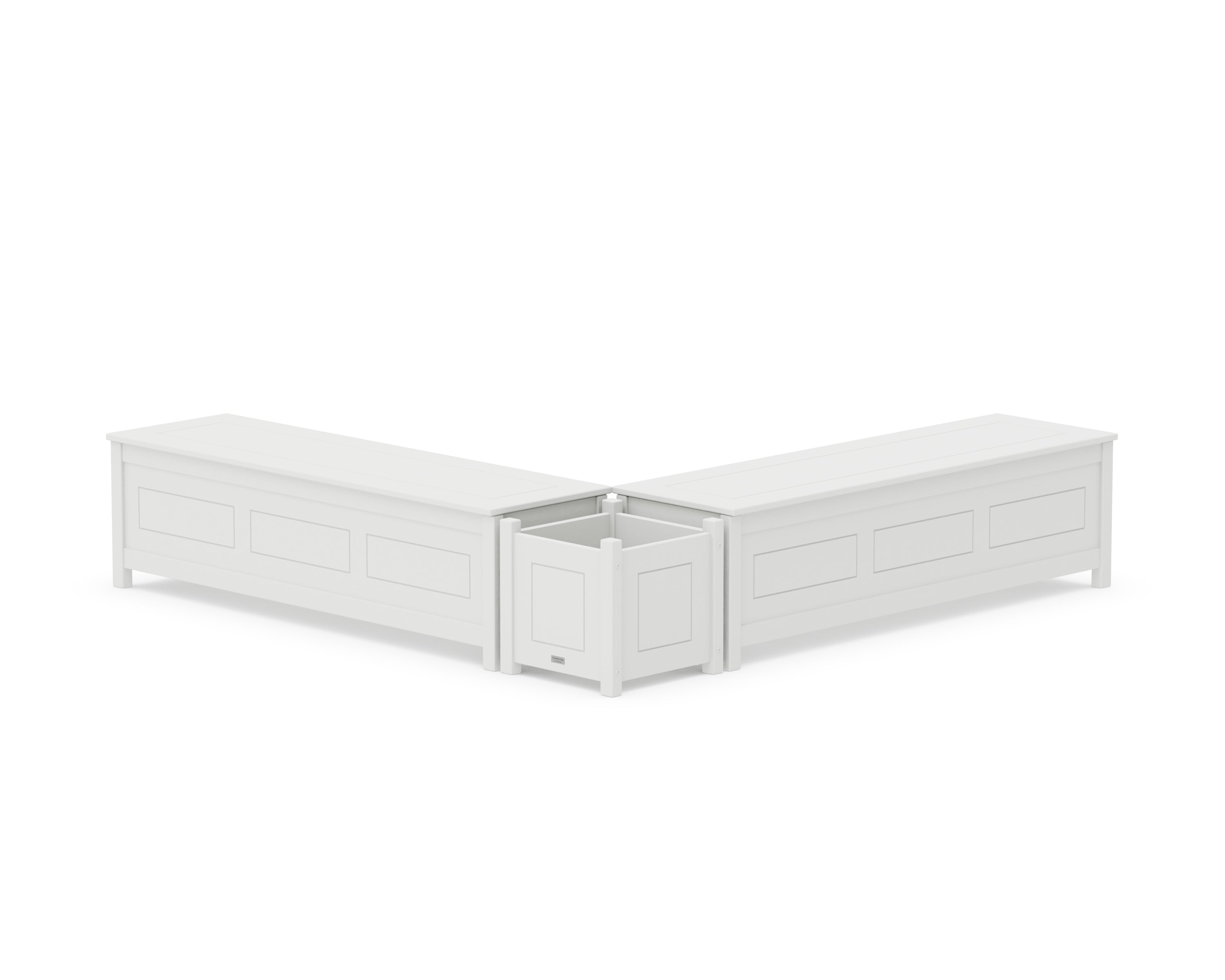 Country Living 60" Country Living L- Shaped Planter Storage Bench Set in White