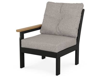 POLYWOOD® Vineyard Modular Left Arm Chair in Black / Natural / Weathered Tweed
