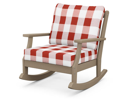 POLYWOOD® Braxton Deep Seating Rocking Chair in Vintage Sahara / Buffalo Plaid Crimson