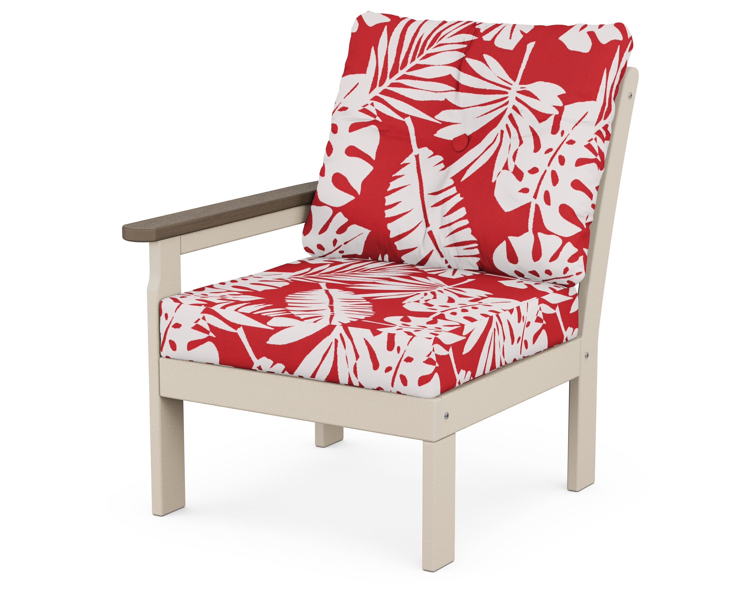 POLYWOOD® Vineyard Modular Left Arm Chair in Sand / Kona / Leaf Crimson