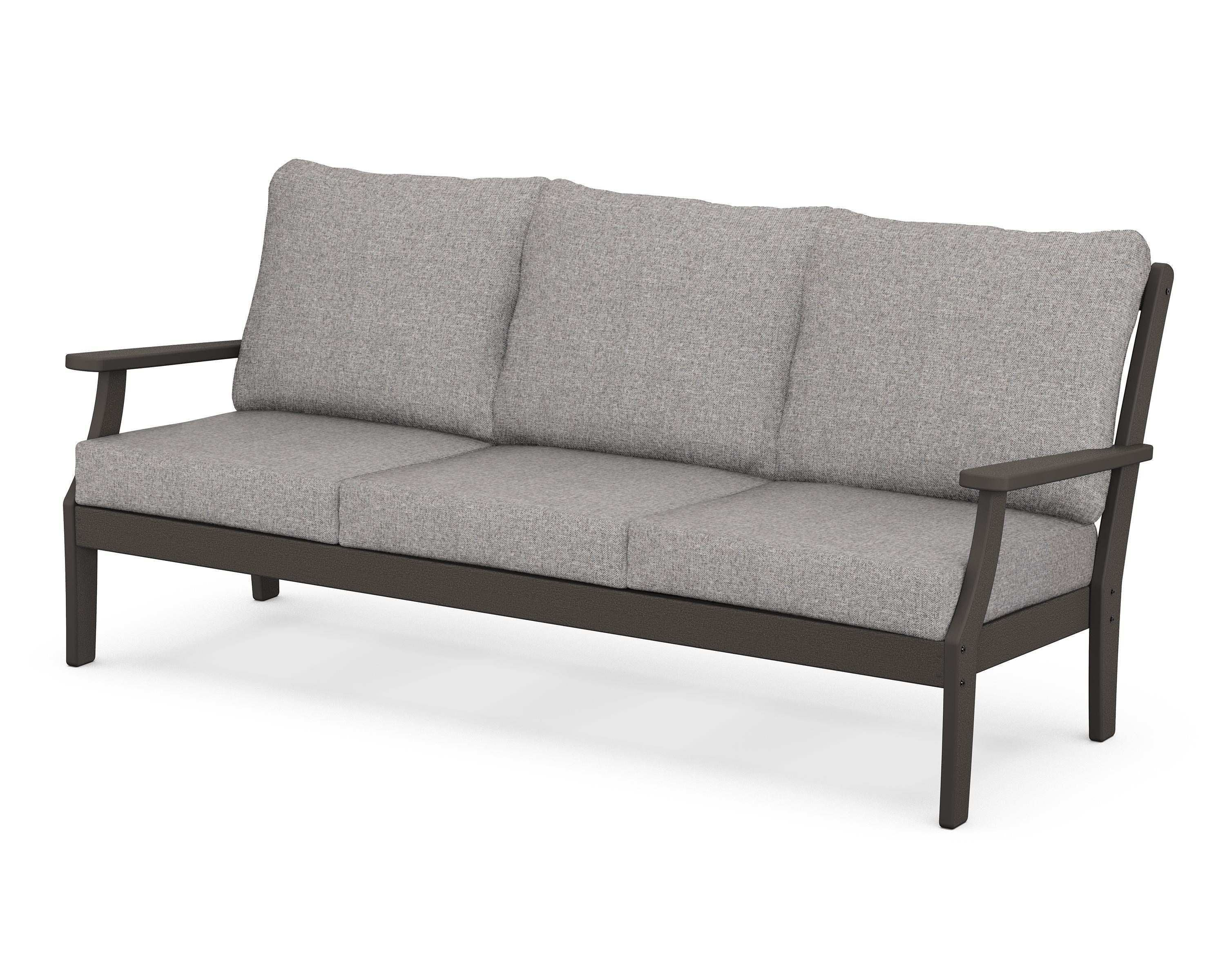 POLYWOOD® Braxton Deep Seating Sofa in Vintage Coffee / Grey Mist