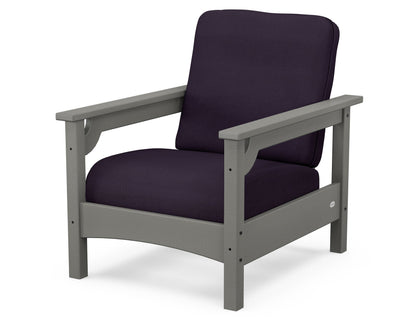 POLYWOOD® Club Chair in Slate Grey / Navy Linen