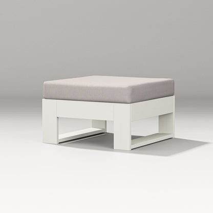 PW Designer Series Latitude Lounge Ottoman in Vintage White / Dune Burlap