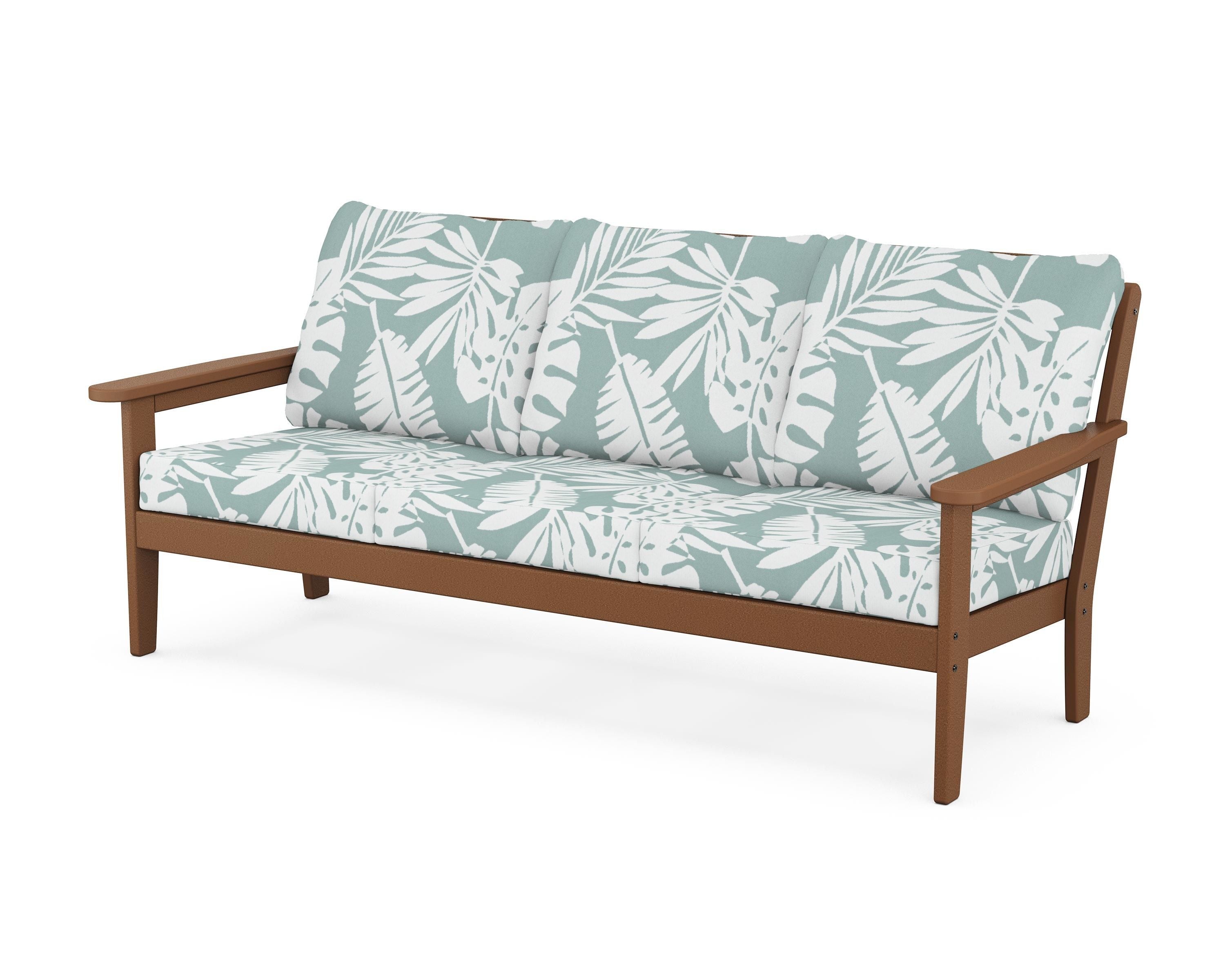 Country Living Cottage Deep Seating Sofa in Teak / Leaf Glacier Spa