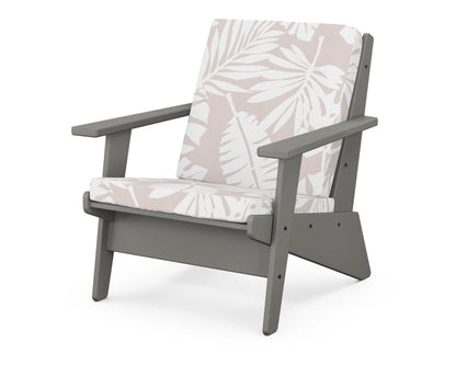 POLYWOOD® Riviera Modern Lounge Chair in Slate Grey / Leaf Dune Burlap