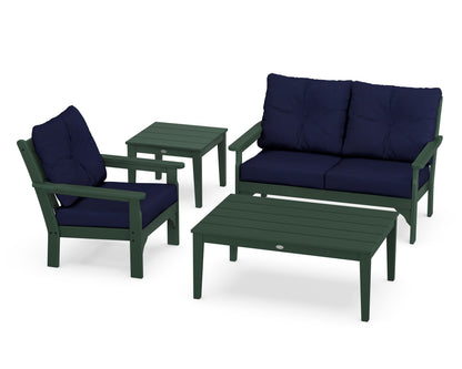 POLYWOOD® Vineyard 4-Piece Deep Seating Set in Green / Navy