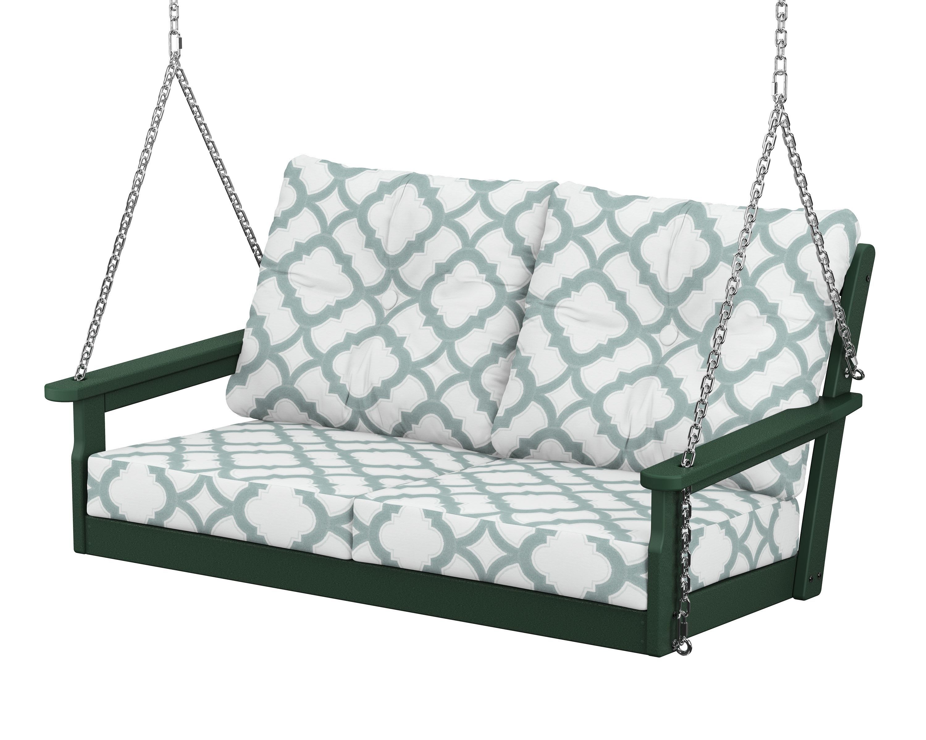 POLYWOOD® Vineyard Deep Seating Swing in Green / Trellis Glacier Spa