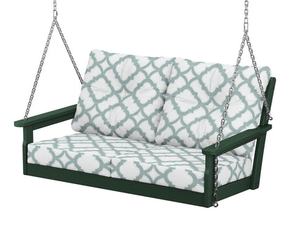 POLYWOOD® Vineyard Deep Seating Swing in Green / Trellis Glacier Spa