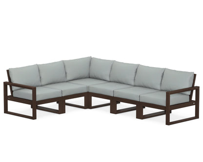 POLYWOOD® EDGE 6-Piece Modular Deep Seating Set in Mahogany / Spa