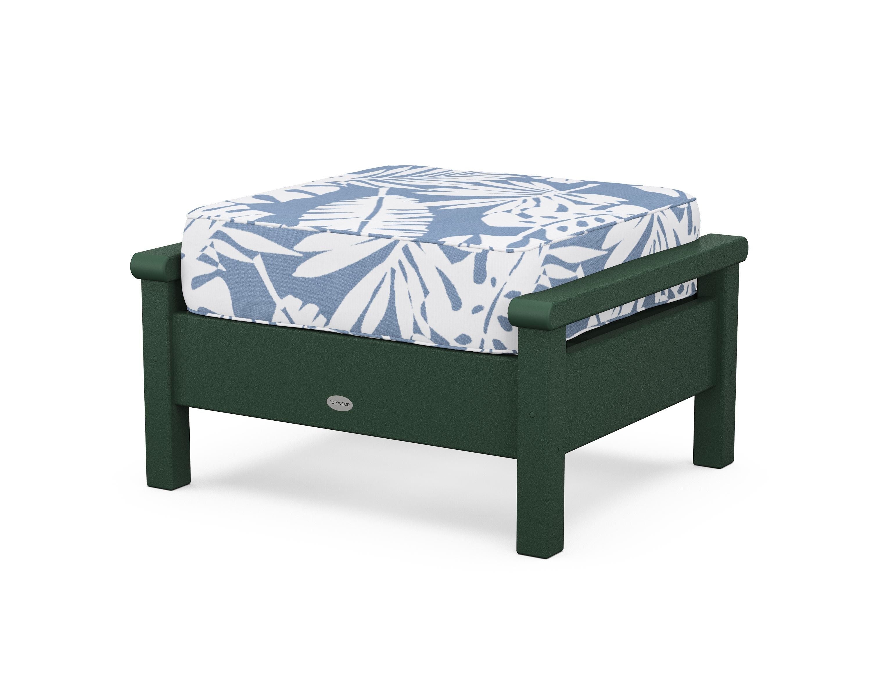 POLYWOOD® Harbour Deep Seating Ottoman in Green / Leaf Sky Blue