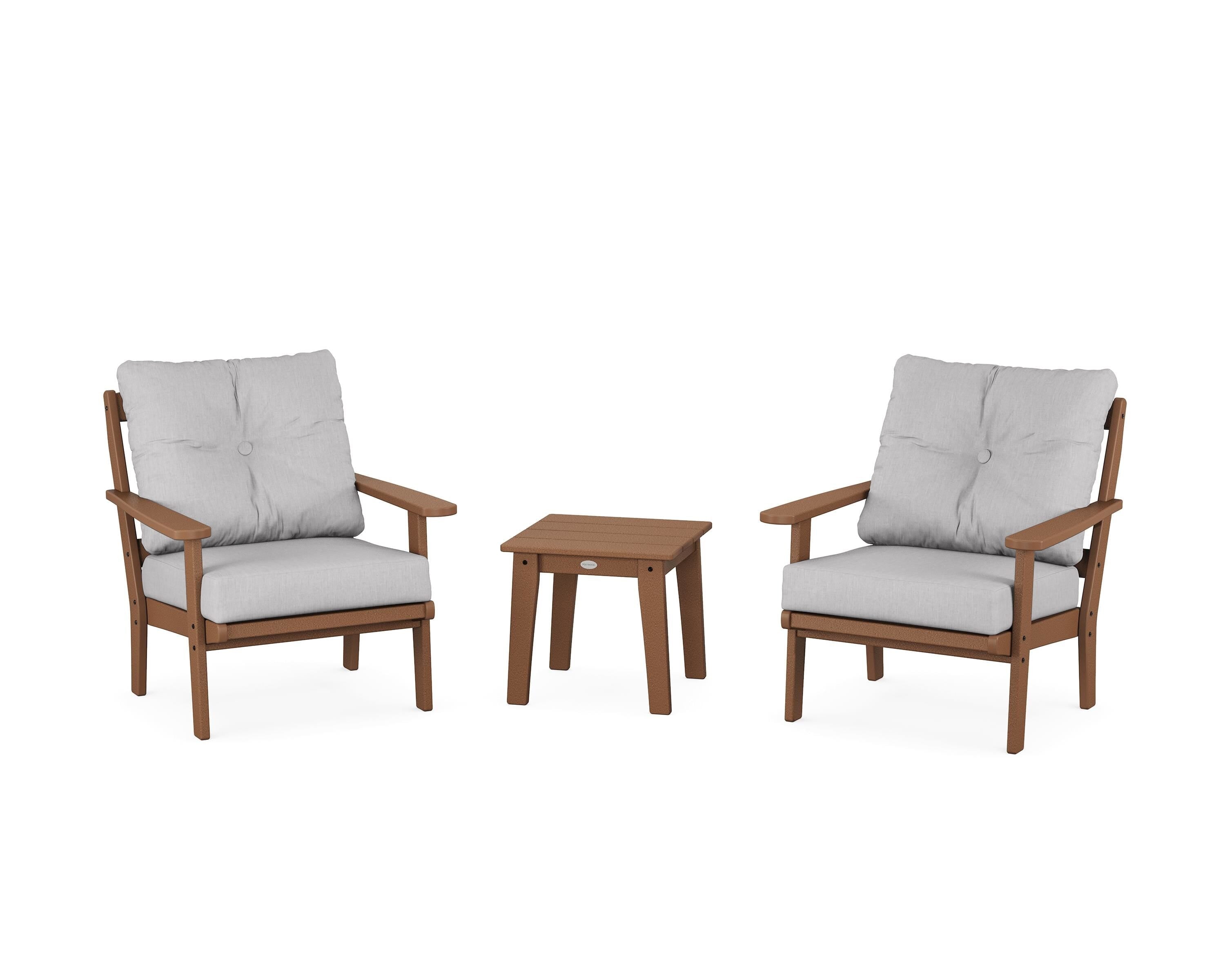 POLYWOOD® Mission 3-Piece Deep Seating Set in Teak / Granite